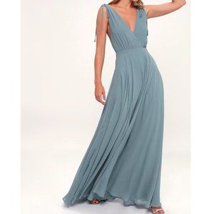 Lulu's V Neck Surplice Sleeveless Maxi Dress Med